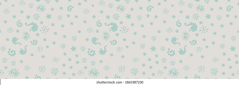 Bandana Print. Vector seamless pattern with paisley ornament. Silk neck scarf or kerchief. Floral vintage background. Asian textile. Tribal texture. Bohemian style. Indian motif. 
