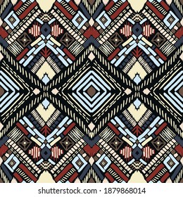 Bandana Print. Vector seamless pattern with paisley ornament. Silk neck scarf or kerchief. Floral vintage background. Asian textile. Tribal texture. Bohemian style. Indian motif.