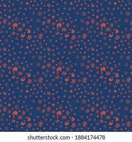 Bandana Print. Vector seamless pattern with paisley ornament. Silk neck scarf or kerchief. Floral vintage background. Asian textile. Tribal texture. Bohemian style. Indian motif.