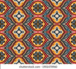 Bandana Print. Vector seamless pattern with paisley ornament. Silk neck scarf or kerchief. Floral vintage background. Asian textile. Tribal texture. Bohemian style. Indian motif.