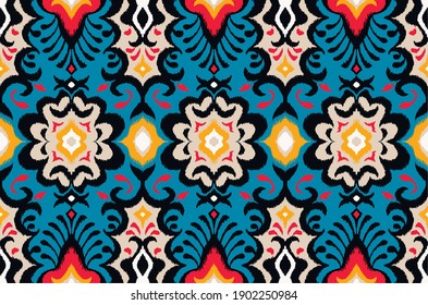 Impresión de Bandana. Patrón vectorial sin fisuras con adorno paisley. Escarcha o pañuelo en el cuello de seda. Fondo floral vintage. Textil asiático. Textura tribal. Estilo bohemio. Motif indio.