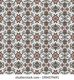 Bandana Print. Vector seamless pattern with paisley ornament. Silk neck scarf or kerchief. Floral vintage background. Asian textile. Tribal texture. Bohemian style. Indian motif.