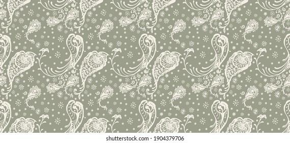 Impresión de Bandana. Patrón vectorial sin fisuras con adorno paisley. Escarcha o pañuelo en el cuello de seda. Fondo floral vintage. Textil asiático. Textura tribal. Estilo bohemio. Motif indio.