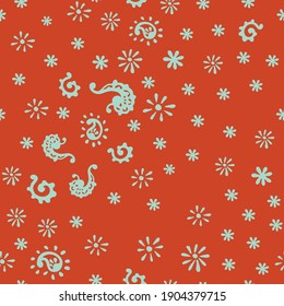 Impresión de Bandana. Patrón vectorial sin fisuras con adorno paisley. Escarcha o pañuelo en el cuello de seda. Fondo floral vintage. Textil asiático. Textura tribal. Estilo bohemio. Motif indio.