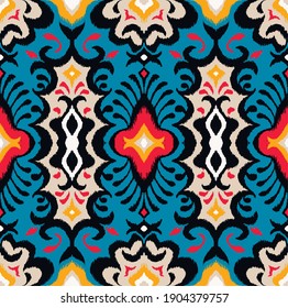 Impresión de Bandana. Patrón vectorial sin fisuras con adorno paisley. Escarcha o pañuelo en el cuello de seda. Fondo floral vintage. Textil asiático. Textura tribal. Estilo bohemio. Motif indio.