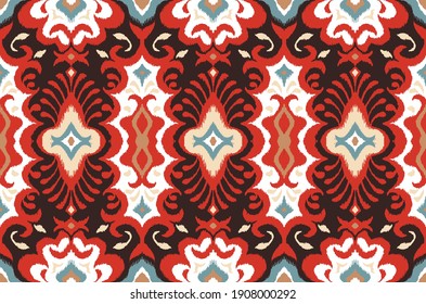 Bandana Print. Vector seamless pattern with paisley ornament. Silk neck scarf or kerchief. Floral vintage background. Asian textile. Tribal texture. Bohemian style. Indian motif.