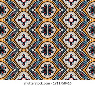 Bandana Print. Vector seamless pattern with paisley ornament. Silk neck scarf or kerchief. Floral vintage background. Asian textile. Tribal texture. Bohemian style. Indian motif.