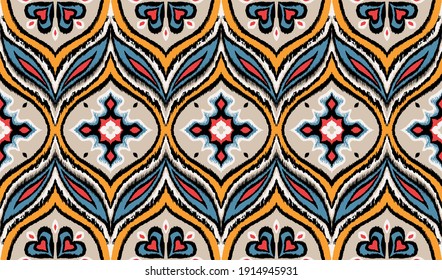 Bandana Print. Vector seamless pattern with paisley ornament. Silk neck scarf or kerchief. Floral vintage background. Asian textile. Tribal texture. Bohemian style. Indian motif.