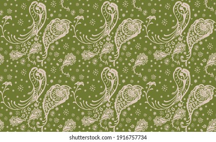 Bandana Print. Vector seamless pattern with paisley ornament. Silk neck scarf or kerchief. Floral vintage background. Asian textile. Tribal texture. Bohemian style. Indian motif.