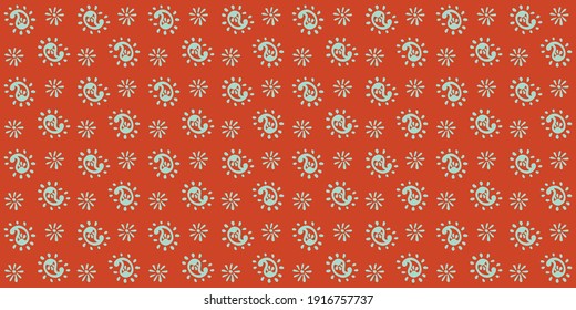 Bandana Print. Vector seamless pattern with paisley ornament. Silk neck scarf or kerchief. Floral vintage background. Asian textile. Tribal texture. Bohemian style. Indian motif.