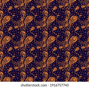 Impresión de Bandana. Patrón vectorial sin fisuras con adorno paisley. Escarcha o pañuelo en el cuello de seda. Fondo floral vintage. Textil asiático. Textura tribal. Estilo bohemio. Motif indio.