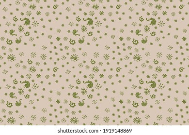 Bandana Print. Vector seamless pattern with paisley ornament. Silk neck scarf or kerchief. Floral vintage background. Asian textile. Tribal texture. Bohemian style. Indian motif.
