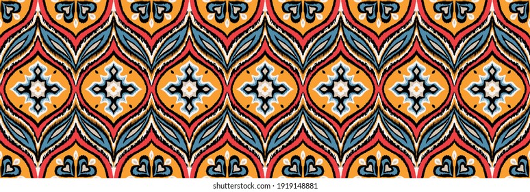 Bandana Print. Vector seamless pattern with paisley ornament. Silk neck scarf or kerchief. Floral vintage background. Asian textile. Tribal texture. Bohemian style. Indian motif.