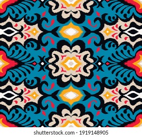 Bandana Print. Vector seamless pattern with paisley ornament. Silk neck scarf or kerchief. Floral vintage background. Asian textile. Tribal texture. Bohemian style. Indian motif.