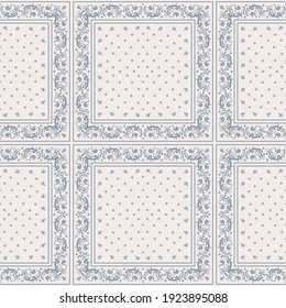 Impresión de Bandana. Patrón vectorial sin fisuras con adorno paisley. Escarcha o pañuelo en el cuello de seda. Fondo floral vintage. Textil asiático. Textura tribal. Estilo bohemio. Motif indio.