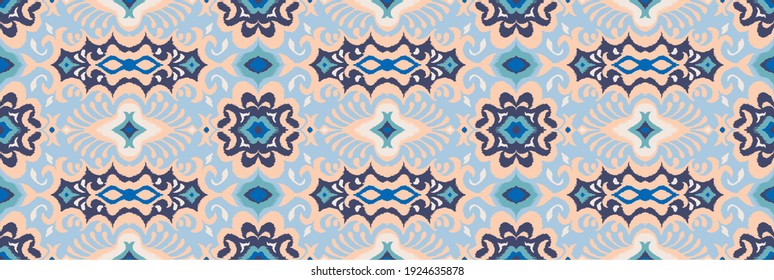 Bandana Print. Vector seamless pattern with paisley ornament. Silk neck scarf or kerchief. Floral vintage background. Asian textile. Tribal texture. Bohemian style. Indian motif.