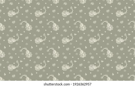 Impresión de Bandana. Patrón vectorial sin fisuras con adorno paisley. Escarcha o pañuelo en el cuello de seda. Fondo floral vintage. Textil asiático. Textura tribal. Estilo bohemio. Motif indio.