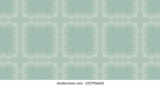 Impresión de Bandana. Patrón vectorial sin fisuras con adorno paisley. Escarcha o pañuelo en el cuello de seda. Fondo floral vintage. Textil asiático. Textura tribal. Estilo bohemio. Motif indio.