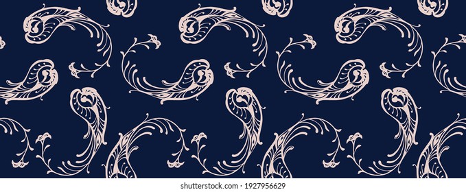 Bandana Print. Vector seamless pattern with paisley ornament. Silk neck scarf or kerchief. Floral vintage background. Asian textile. Tribal texture. Bohemian style. Indian motif.