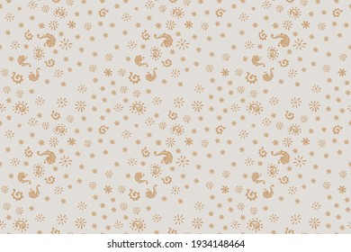 Bandana Print. Vector seamless pattern with paisley ornament. Silk neck scarf or kerchief. Floral vintage background. Asian textile. Tribal texture. Bohemian style. Indian motif.