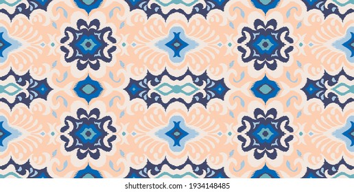 Bandana Print. Vector seamless pattern with paisley ornament. Silk neck scarf or kerchief. Floral vintage background. Asian textile. Tribal texture. Bohemian style. Indian motif.