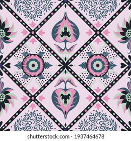Impresión de Bandana. Patrón vectorial sin fisuras con adorno paisley. Escarcha o pañuelo en el cuello de seda. Fondo floral vintage. Textil asiático. Textura tribal. Estilo bohemio. Motif indio.