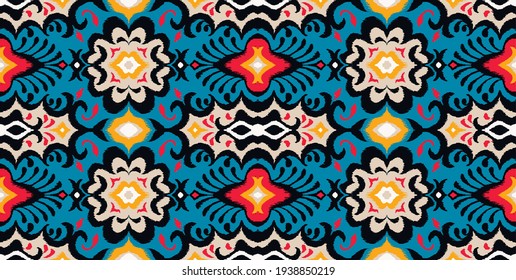 Impresión de Bandana. Patrón vectorial sin fisuras con adorno paisley. Escarcha o pañuelo en el cuello de seda. Fondo floral vintage. Textil asiático. Textura tribal. Estilo bohemio. Motif indio.