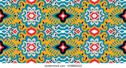 Impresión de Bandana. Patrón vectorial sin fisuras con adorno paisley. Escarcha o pañuelo en el cuello de seda. Fondo floral vintage. Textil asiático. Textura tribal. Estilo bohemio. Motif indio.