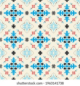 Bandana Print. Vector seamless pattern with paisley ornament. Silk neck scarf or kerchief. Floral vintage background. Asian textile. Tribal texture. Bohemian style. Indian motif.