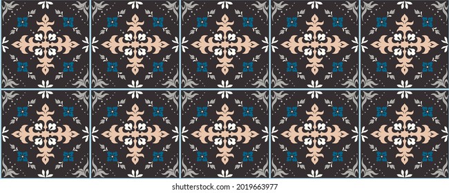 Bandana Print. Vector seamless pattern with paisley ornament. Silk neck scarf or kerchief. Floral vintage background. Asian textile. Tribal texture. Bohemian style. Indian motif.