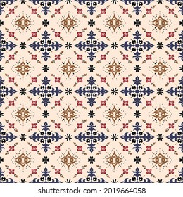 Impresión de Bandana. Patrón vectorial sin fisuras con adorno paisley. Escarcha o pañuelo en el cuello de seda. Fondo floral vintage. Textil asiático. Textura tribal. Estilo bohemio. Motif indio.