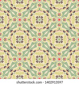 Bandana print. Women's shawl with floral pattern. Mediterranean wallpaper. Portuguese tile azulejo. Turkish ornament. Spanish porcelain. Ceramic dishes.