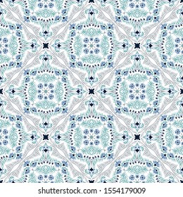 Bandana print. Women's shawl with floral pattern. Mediterranean wallpaper. Portuguese tile azulejo. Turkish ornament. Spanish porcelain. Ceramic dishes. 