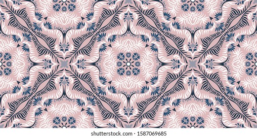 Bandana print. Women's shawl with floral pattern. Mediterranean wallpaper.