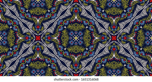 Bandana print. Women's shawl with floral pattern. Mediterranean wallpaper. Portuguese tile azulejo. Turkish ornament. Spanish porcelain. Ceramic dishes. 