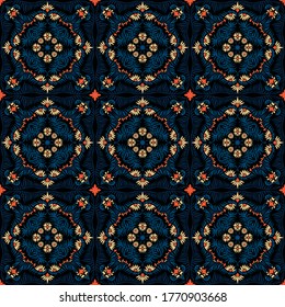 Bandana print. Women's shawl with floral pattern. Mediterranean wallpaper. Portuguese tile azulejo. Turkish ornament. Spanish porcelain. Ceramic dishes. 