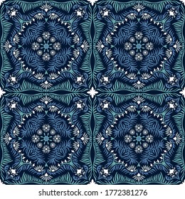 Bandana print. Women's shawl with floral pattern. Mediterranean wallpaper. Portuguese tile azulejo. Turkish ornament. Spanish porcelain. Ceramic dishes. 