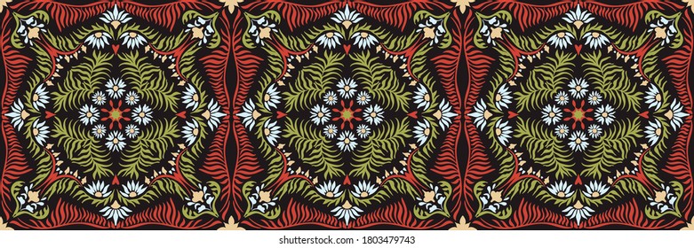 Bandana print. Women's shawl with floral pattern. Mediterranean wallpaper. Portuguese tile azulejo. Turkish ornament. Spanish porcelain. Ceramic dishes. 