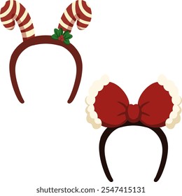 bandana red bow and candy bow for printing logo, pattren, background, icon, christmas theme