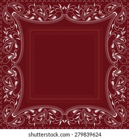 Bandana red and white paisley. Traditional classic ornament. Vector pattern.