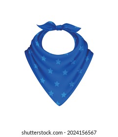 Bandana scarf buff handkerchief realistic composition with isolated image with blue polkadot pattern vector illustration