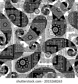 Bandana seamless pattern with unique paisley,