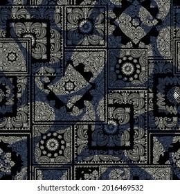 Bandana seamless pattern with unique paisley,