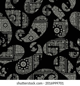 Bandana seamless pattern with unique paisley,