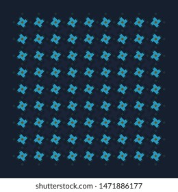 Bandana simple pattern modern geometric floral houndstooth motif. Mint blue flowers on a indigo elegant textile summer fashion accessory. Silk fabric square print block mens, womens head scarf design.