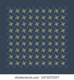 Bandana simple pattern modern mixed houndstooth polka dot motif. Elegant textile summer fashion accessory in shades of grey blue. Silk fabric square rapport print block mens, womens head scarf design.