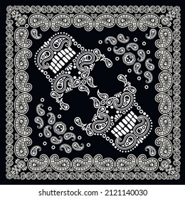 bandana with skull mask and paisley