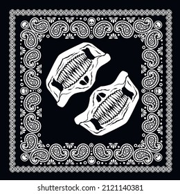 bandana with skull mask and paisley