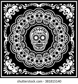 bandana with sugar skull