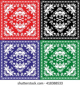bandana with sugar skull
